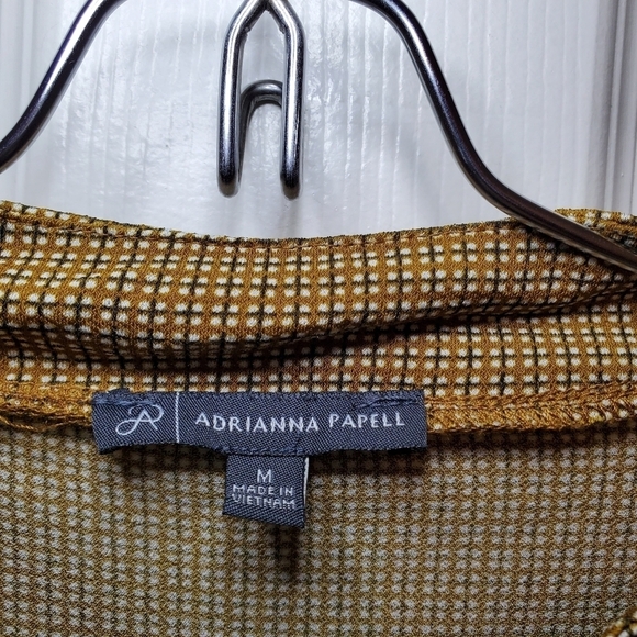 Adrianna Papell Career Long Sleeve Micro Plaid Checkered Blouse Top, Size Medium - Picture 9 of 10